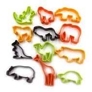Sher 12PCS Plastic Animal Cookie Cutter Baking Tools Pastry DIY Biscuit Cookie Mold Bear Lion