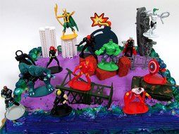 20 Piece AVENGERS &amp; FRIENDS SUPER HERO Birthday Cake Topper Set Featuring Avenger Super Hero Crew Characters and... N3