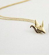 3D Jewelry,Origami Crane Necklace,Origami Jewellery,Origami Pendant,First Anniversary Gift,Gold Origami Necklace...