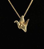 3D Jewelry,Origami Crane Necklace,Origami Jewellery,Origami Pendant,First Anniversary Gift,Gold Origami Necklace... N2