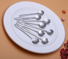 SHENFAN Stainless Steel Tableware Creative Flower Coffee Spoon, Stirring Spoon, Sugar Spoon, Stir Bar Spoon, Mixing... N2