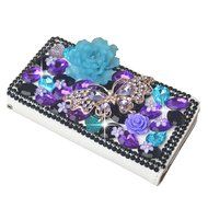 KAKA(TM) 3D Handmade Colorful Black Pulple Blue Rhinestone Crystal PU Leather Stand Folding Protective Case Big... N20