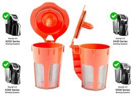 (2 pack) Reusable Brilliant Carafe K Cups for Keurig 2.0 &ndash;Compatible &amp; Refillable with Keurig 2.0 coffee filter...