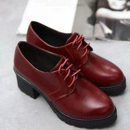 Spritech(TM) Fashion Non-slip Winter Chunky Heel British Style Ankle Boot Leather Boots for Girls Womens Wine... N14