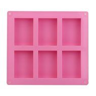 DGI MART 6-Cavity Rectangle 3D DIY Soft Silicone Muffin Baking Mold Tray(Random Colour)