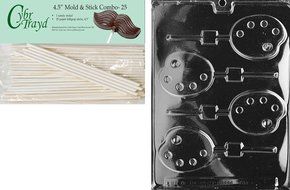 Cybrtrayd Palette Lolly Jobs Chocolate Mold with Lollipop Supply Bundle of 50 Lollipop Sticks, 50 Cello Bags,... N3