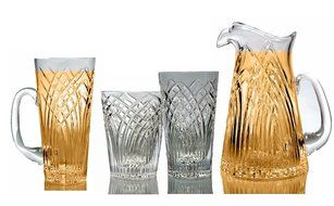 GAC Mouth Blown Crystal Water Pitcher with Eagle&rsquo;s Head Spout, Clear Cut, Capacity of 32oz N3