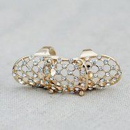 Spritech(TM) 2Pcs Fashion Personality Adjustable Size Hollow Punk Rings Bling Luxury Rhinestone Plain Above Knuckle... N4