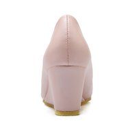 Spritech(TM) Women Girl Summer PU Leather Point Toe Bowknot Design Platform Wedges Shoes 37 Cream-colored N15