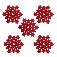 Tonwhar Snowflake Shape Red Felt Coasters Cup Mats for Christmas,set of 5 (Red)