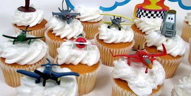 PLANES 16 Piece Birthday CUPCAKE Topper Set Featuring 12 Planes Figures and Decorative Themed Accessories - Figures...