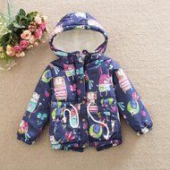 Kids Girl Coat,Laimeng Animal Graffiti Hooded Jackets Winter Thick Top Waistcoat Clothes Coat (120, Navy)