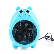 Energy-saving Portable 2-Speed Electric Fan Heater Cute Animal Household Warmer (Blue) N3