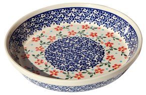 Polish Pottery Dish Pie Plate 10" From Zaklady Ceramiczne Boleslawiec #879-964 Classic Pattern, Height: 1.8" Diameter...