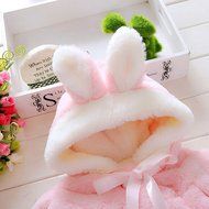 Yaheeda Girls Winter Plush Coat Kid&#039;s Rabbit Sweater Cloak Jacket Warm Clothes N8