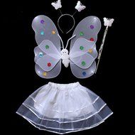 KAKA(TM) Angel Butterfly Fairy 4-pcs Set Children Cosplay Performance Show Costume Props - Blue N15