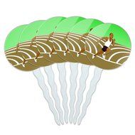 Set of 6 Cupcake Picks Toppers Decoration Running - Crazy 26.2 Runner Marathon N2