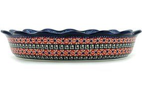 Polish Pottery Fluted Pie Dish 8-inch Spring Splendor UNIKAT