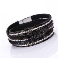 AutumnFall&reg; Women Bohemian Bracelet Woven Braided Handmade Wrap Cuff Magnetic Clasp (Gray) N5