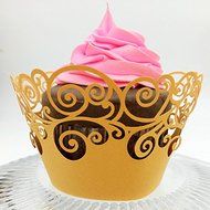 CozyT 50 PACK Cupcake Wrappers Artistic Bake Cake Paper Cups Vine Lace Laser Cut Liner Baking Cup Muffin Case... N2
