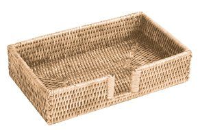 Entertaining with Caspari Rattan Cocktail Napkin Holder, White N2