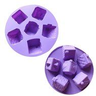 Silicone 6 Slot Cake Gingerbread House Shape DIY Cake Muffin Bread Baking Mold Mould Pan Tray Bakeware Tool (Pink) N3