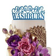 Sugar Yeti Made In USA Personalized Wedding Cake Topper Mr Heart Mrs With Date #26 Silver Mirror N2