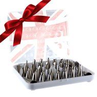 KitchenPRO Stainless Steel Cake Master Decorating Tip Set, 56pc, with Hinged Storage Box