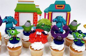 MONSTERS UNIVERSITY 14 Piece Birthday CUPCAKE Topper Set Featuring 8 Monsters University Figures and Decorative...