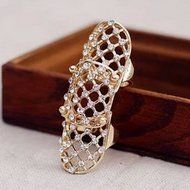 Spritech(TM) 2Pcs Fashion Personality Adjustable Size Hollow Punk Rings Bling Luxury Rhinestone Plain Above Knuckle... N5