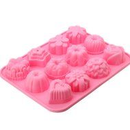 DUFUSTORE 1pcs 12 Flower Cake Mold Chocolate Silicon Mould Pattern Random Color