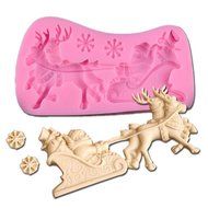 YYZP Santa Claus Sleigh Sugar Mold Cake Mold Silicone Baking Tool