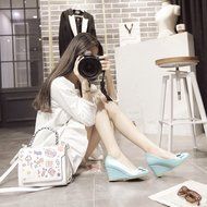 Spritech(TM) Women Girl Summer PU Leather Point Toe Bowknot Design Platform Wedges Shoes 37 Cream-colored N25