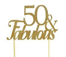 All About Details Gold 50-&amp;-fabulous Cake Topper