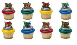 Power Ranger Cupcake Rings Party of 24 Cupcake Decoration Kit
