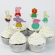 Winrase&reg; Pack of 24 Cute Peppa Pig Kids Party Decoration Paper Cupcake Toppers (Peppa Pig)
