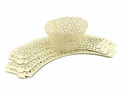 Yansanido 100 set pink Filigree Artistic Bake Little Vine Lace Laser Cut Cupcake Wrapper Cup Muffin Case Trays... N2