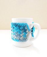 Crochet Coffee Mug Cozy, Cup Cozy, Tea Mug Sweater, Ocean Blue Colors N2
