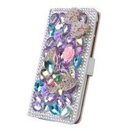 KAKA(TM) Fashion Phone Cover 3D Handmade Irregularity Bling Colorful Crystal Design PU Leather Wallet Case Flower...
