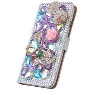 KAKA(TM) Fashion Phone Cover 3D Handmade Irregularity Bling Colorful Crystal Design PU Leather Wallet Case Flower... N5