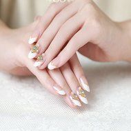EVTECH(TM) 24 Pcs Nail Decals French Artificial Full Cover False Nails Round Head Nail Art Tips Fashion Style... N11