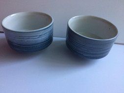 Japanese Tea Bowl, Hand Painted Gray/Blue Ceramic (matcha chawan)