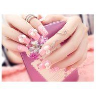 EVTECH(TM) 24 Pcs Nail Decals French Artificial Full Cover False Nails Round Head Nail Art Tips Fashion Style... N17