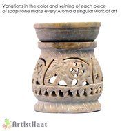 Artist Haat Handmade Elephant Design Carved Soapstone Aroma Diffuser (Beige, 10x7.62x7.62 cm Approx.) N3