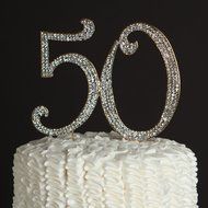 50 Cake Topper for 50th Birthday or Anniversary Gold Party Supplies and Decoration Ideas (Gold)