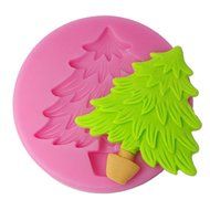 FOUR-C Silicone Cupcake Mold Christmas Tree Fondant Mould Color Pink