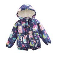 Kids Girl Coat,Laimeng Animal Graffiti Hooded Jackets Winter Thick Top Waistcoat Clothes Coat (120, Navy) N2