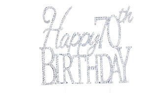 Happy 60th Birthday Rhinestone Crystal Cake Topper Silver, Numbers, Letters for Wedding, Birthday, Anniversary... N9