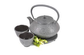 Happy Sales Happy Sales Cast Iron Tea Pot Tea Set Ancient Coin Black,, Black