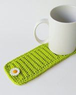 Tea Cup Cozy - Coffee Mug Cozy - Green - Flower Button